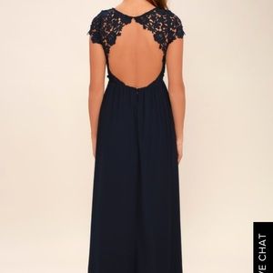 THE GREATEST NAVY BLUE LACE MAXI DRESS